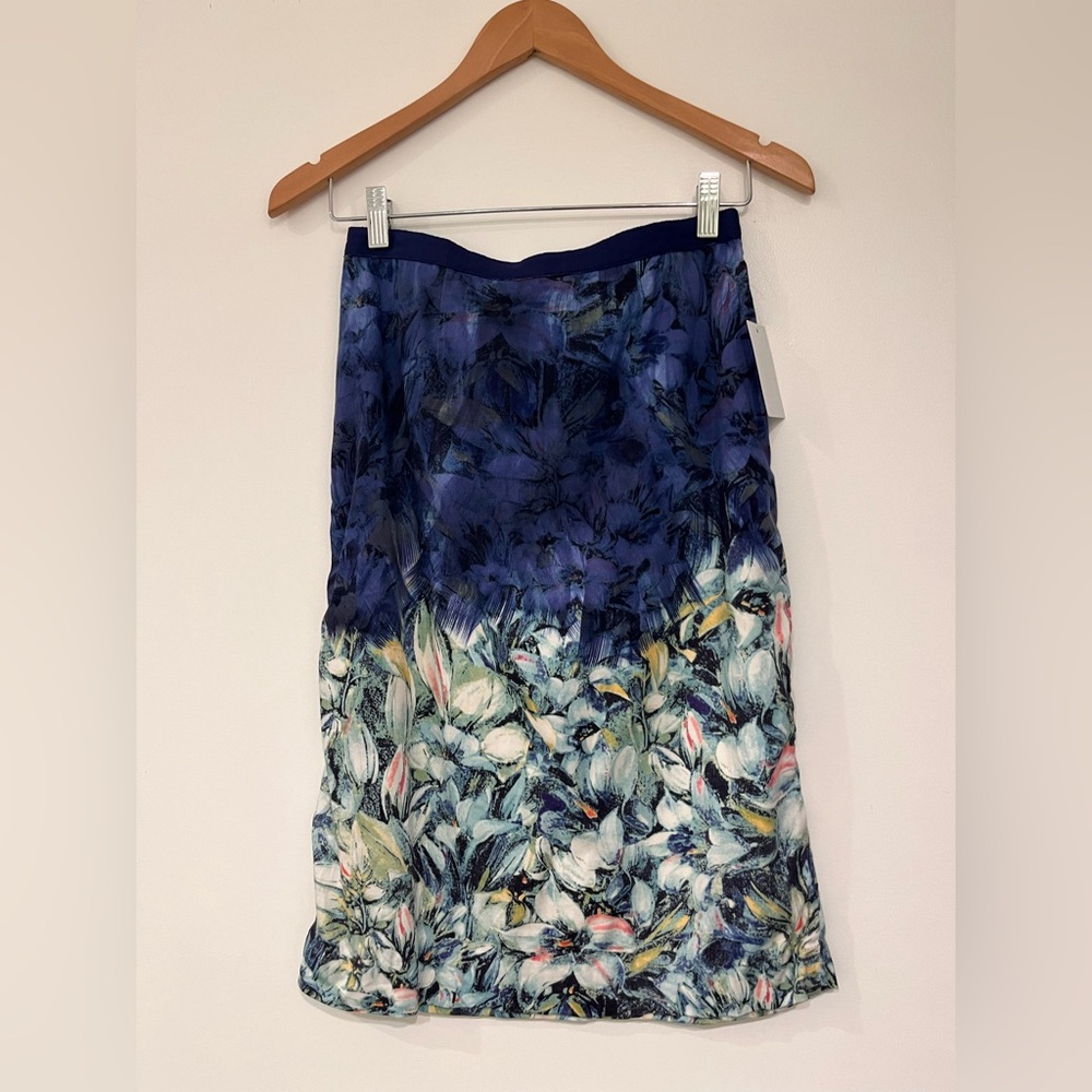 Moulinette Soeurs Blue and White Floral Pencil Skirt